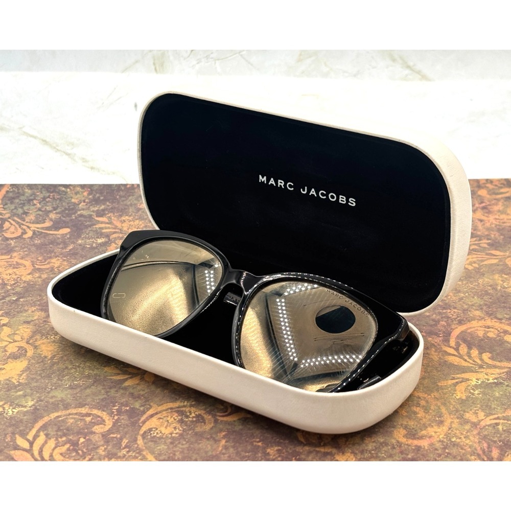 Marc Jacobs Mirrored Gold Womens Sunglasses Black 345 F/S 807UE w/ Case EUC‎